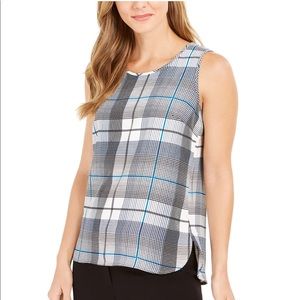 Anne Klein Sleeveless Plaid Blouse